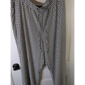 Talbots Woman Navy Blue White Geometric Diamond Print Wide Leg Pants 18W Plus